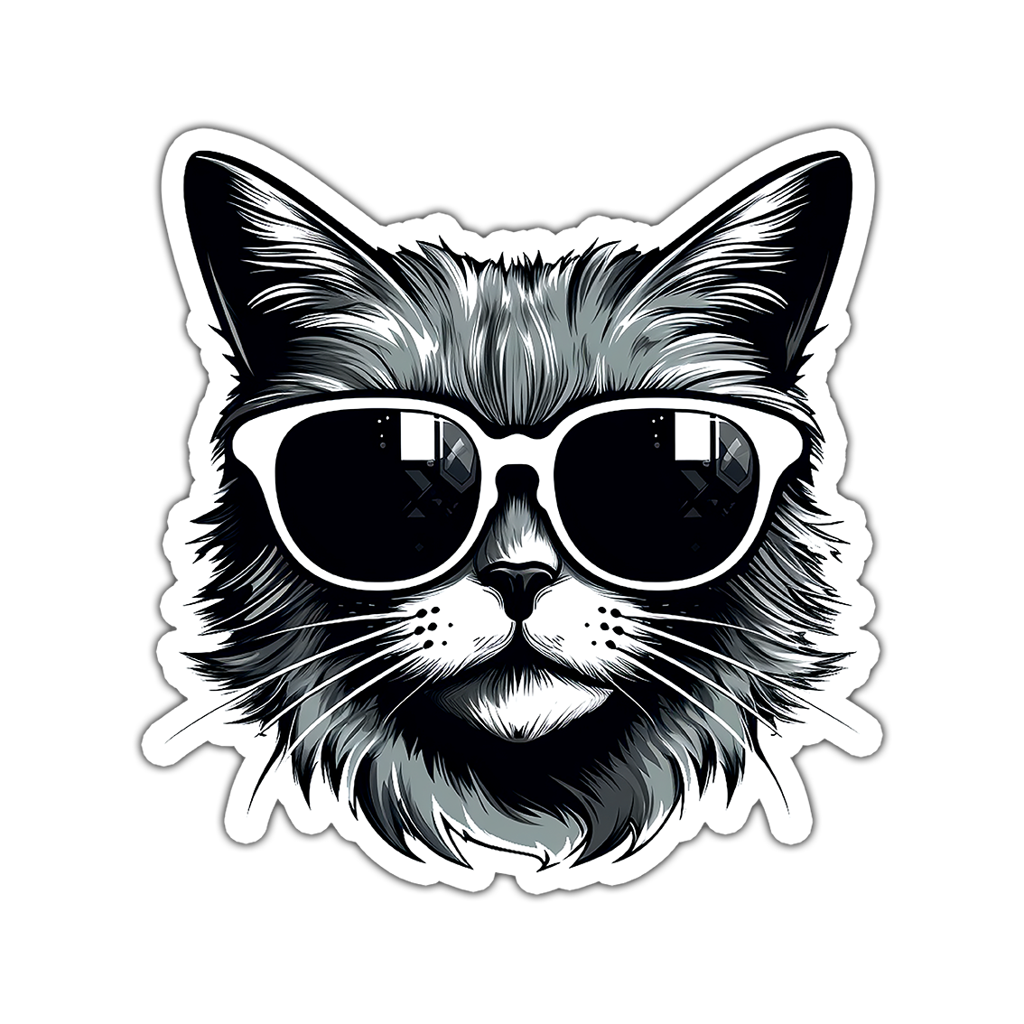Cat in glasses 03 - Laptop Sticker