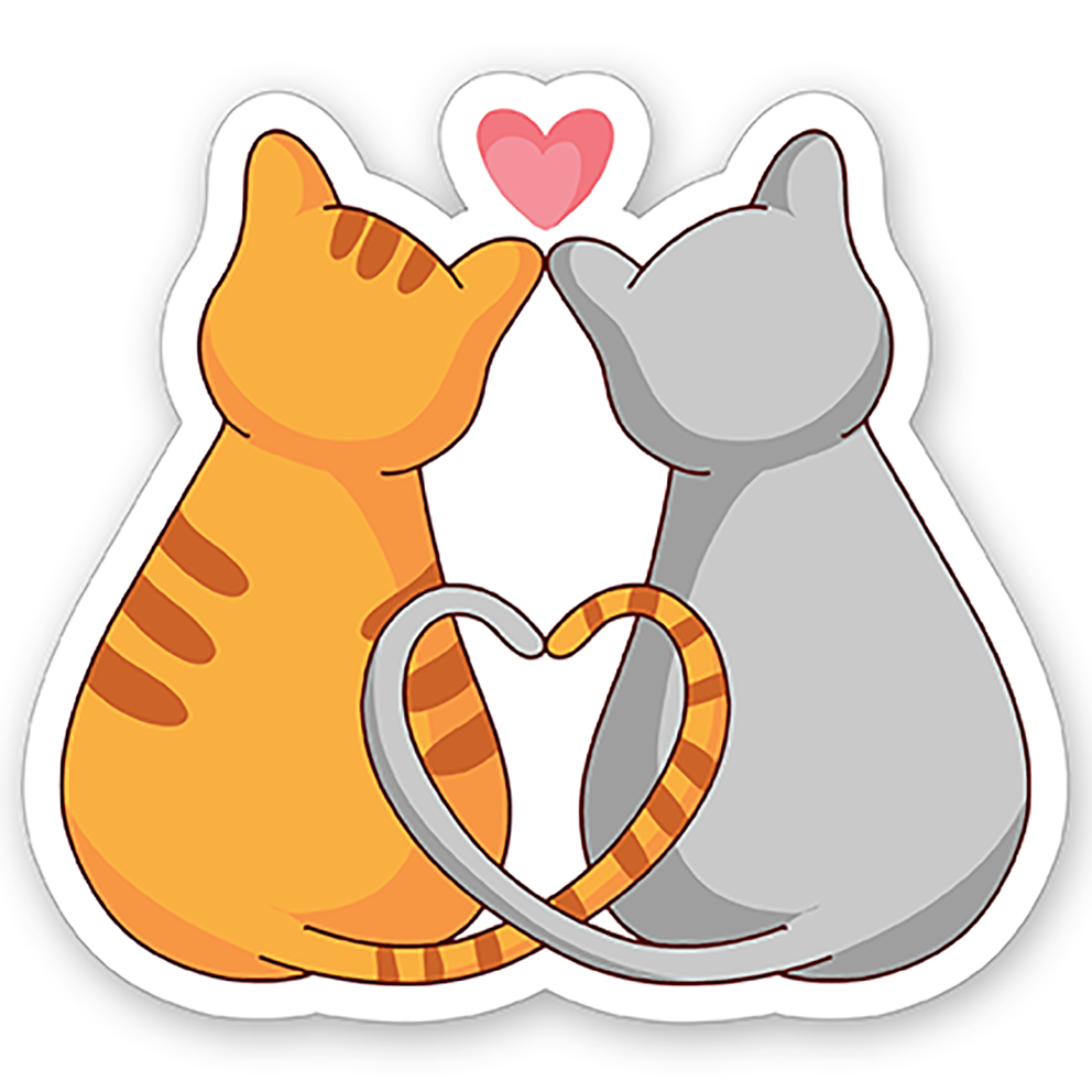 Cat couple (2) - Laptop Sticker