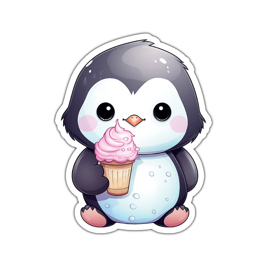 Penguin Eating Ice-cream - Laptop Sticker