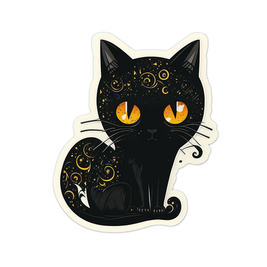 Black Cat Halloween (2) - Laptop Sticker