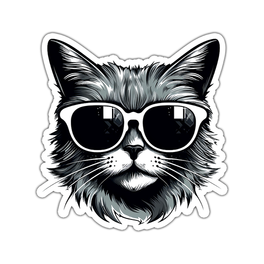 Cat in glasses 03 - Laptop Sticker