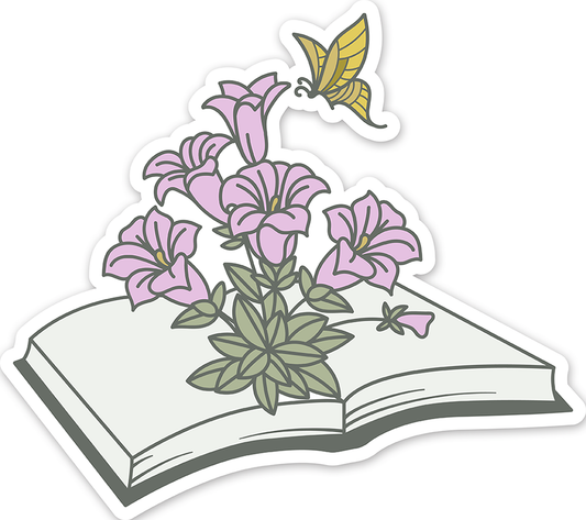 Floral books (2) - Laptop Sticker